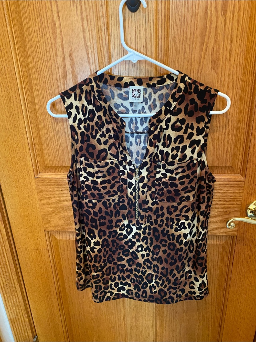Ann Klein Leopard Print Top